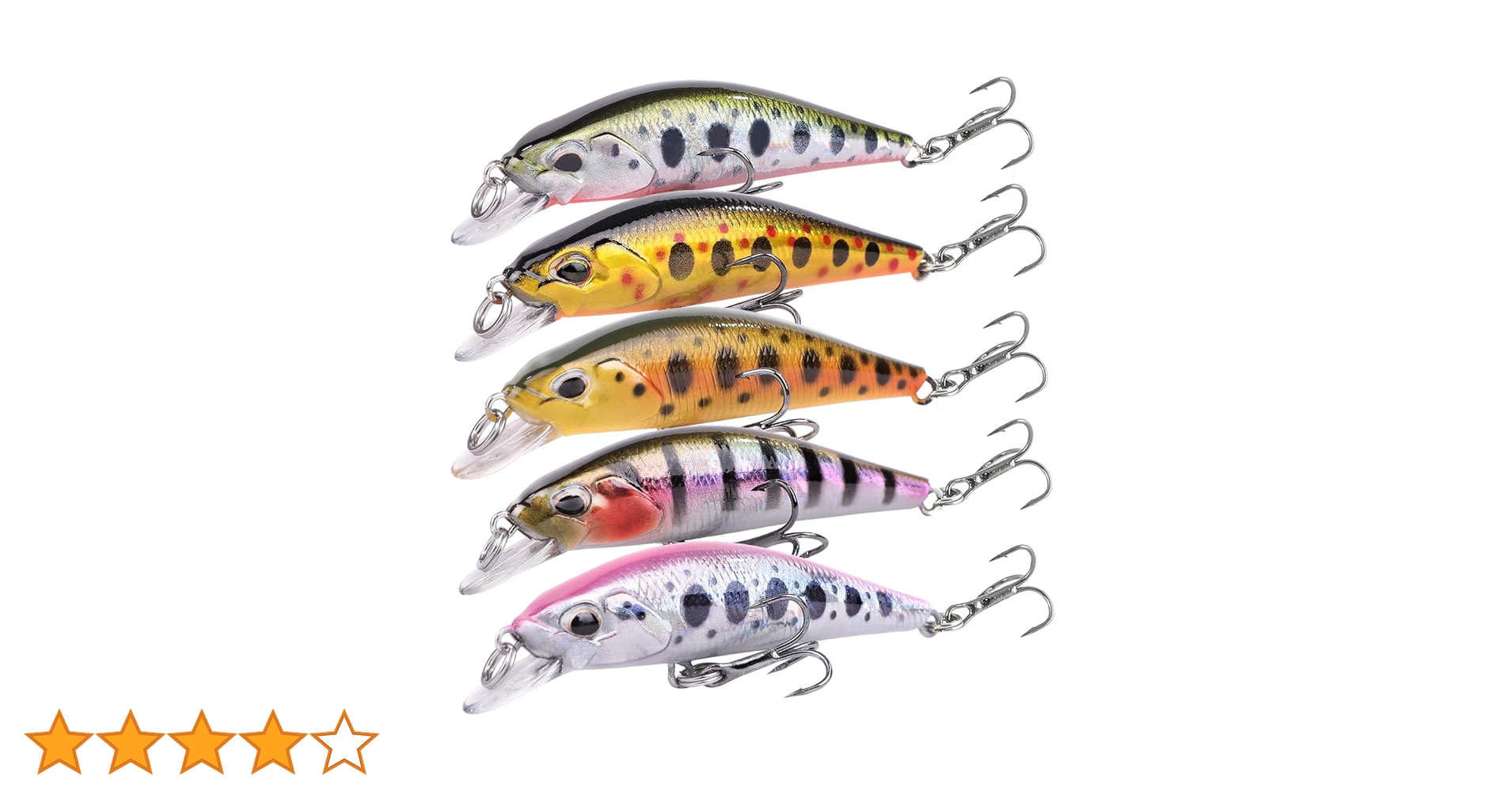 渓流ミノー計4個 楽天市場】【5個セット価格】 渓流ミノー セット 50mm 5.2g